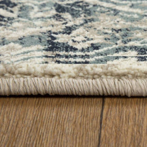 HomeRoots 5' Elegant Ivory and Blue Oriental Area Rug - Durable, Stain-Resistant, Perfect for Any Room Decor 5' X 8' 475611