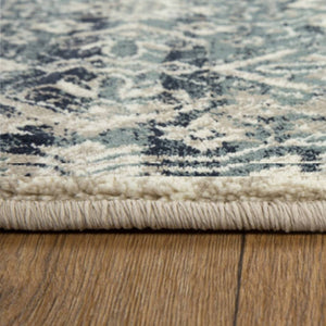 HomeRoots 5' Elegant Ivory and Blue Oriental Area Rug - Durable, Stain-Resistant, Perfect for Any Room Decor 5' X 8' 475611