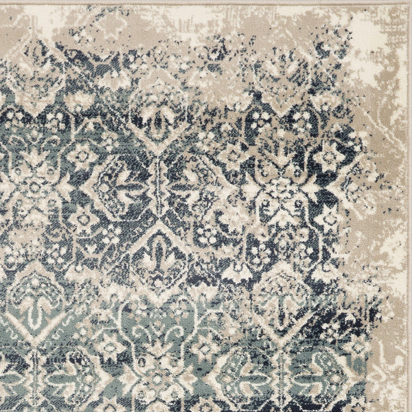 Homeroots 5' X 8' Ivory And Blue Oriental Area Rug  Polypropylene 475611
