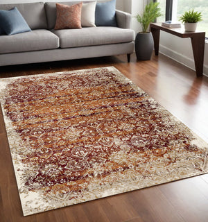 Homeroots 5' X 8' Rust Oriental Area Rug  Polypropylene 475616