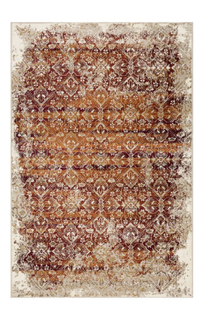 HomeRoots 5' Elegant Rust and Ivory Oriental Area Rug - Durable, Stain-Resistant, Perfect for Busy Homes 5' X 8' 475616