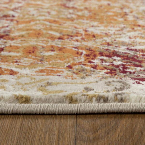 HomeRoots 5' Elegant Rust and Ivory Oriental Area Rug - Durable, Stain-Resistant, Perfect for Busy Homes 5' X 8' 475616
