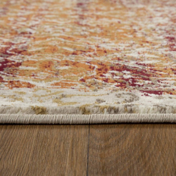 HomeRoots 5' Elegant Rust and Ivory Oriental Area Rug - Durable, Stain-Resistant, Perfect for Busy Homes 5' X 8' 475616
