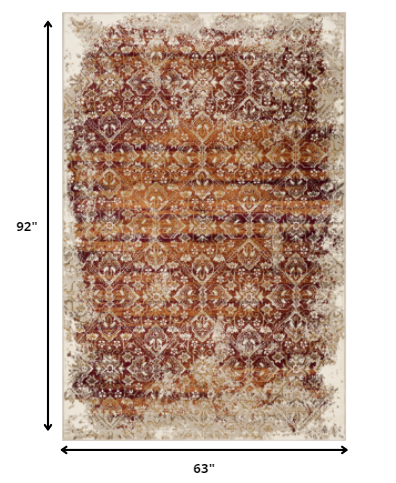 Homeroots 5' X 8' Rust Oriental Area Rug  Polypropylene 475616