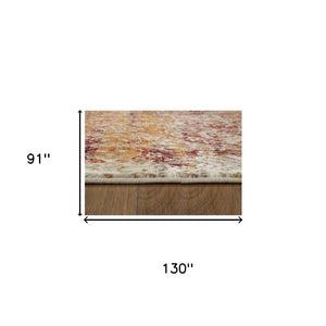 HomeRoots 5' Elegant Rust and Ivory Oriental Area Rug - Durable, Stain-Resistant, Perfect for Busy Homes 8' X 11' 475617
