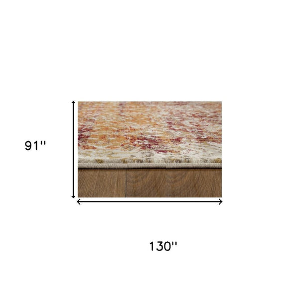 HomeRoots 5' Elegant Rust and Ivory Oriental Area Rug - Durable, Stain-Resistant, Perfect for Busy Homes 8' X 11' 475617