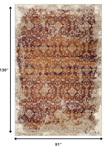 Homeroots 8' X 11' Rust Oriental Area Rug  Polypropylene 475617