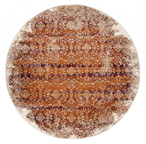 HomeRoots 8' Rust and Ivory Oriental Rug – Timeless Design, Durable, Stain-Resistant for High-Traffic Areas 8' Round 475618