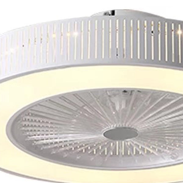Homeroots Classy Ceiling Fan And Round Led Lamp  Metal 475621