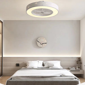 Homeroots Classy Ceiling Fan And Round Led Lamp  Metal 475621