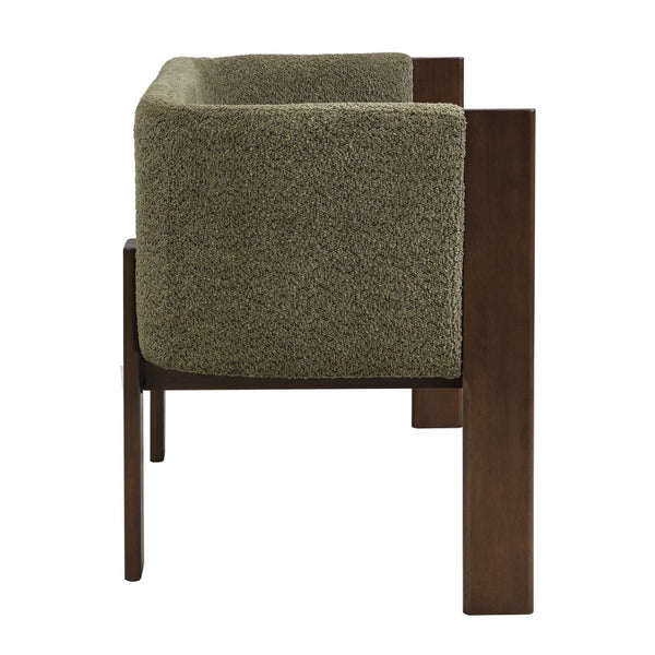 English Elm 48.5" Compact Track Arm Loveseat Rubberwood Frame Polyester Upholstery Studio Sofa Green,Walnut N771P384798L