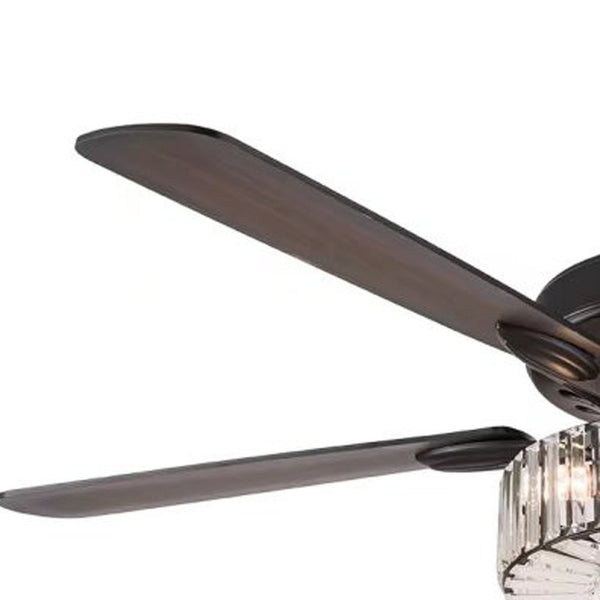 Homeroots Dark Brown Wooden And Faux Crystal Chandelier Ceiling Fan  Wood,Crystal 475637