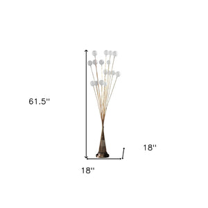 HomeRoots 62" Yellow 16 LED Novelty Floor Lamp - Modern Design with Frosted Orb Shades for Any Room 475641