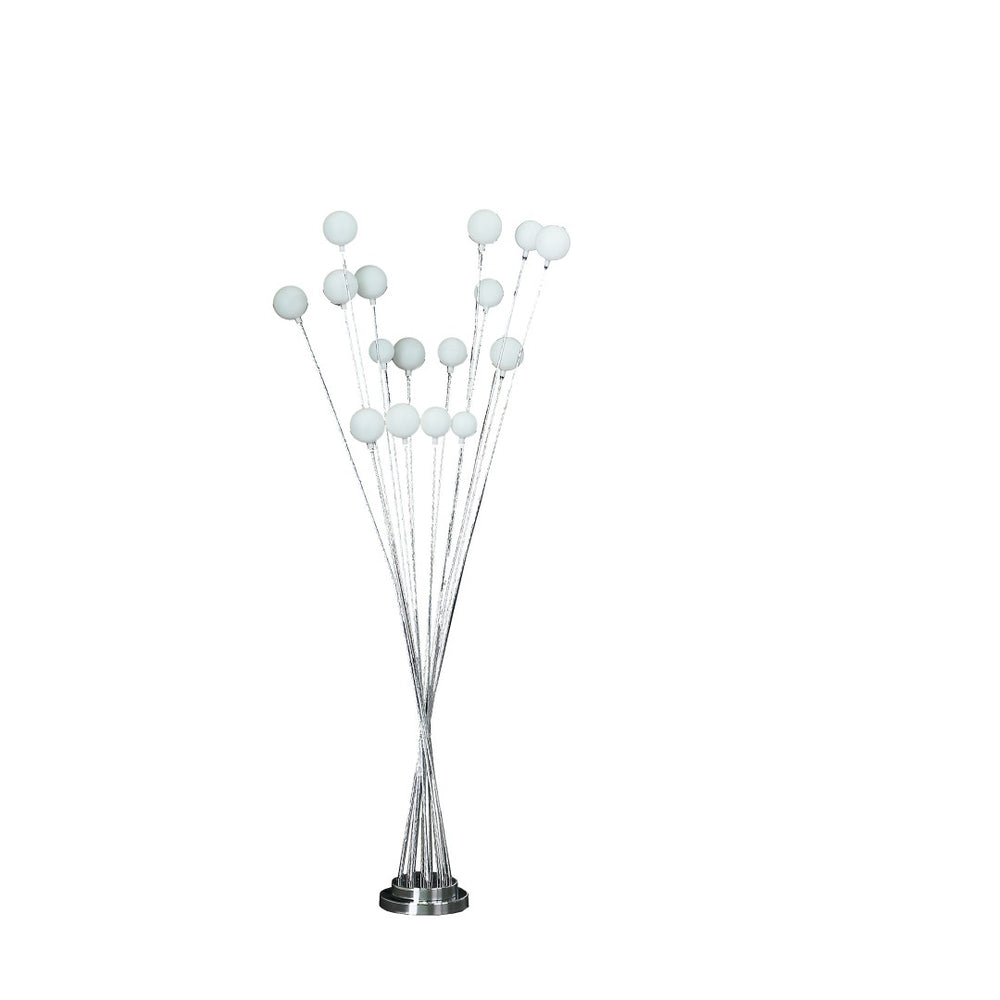 HomeRoots 62" Modern Multi-Arm Floor Lamp with 16 Frosted White Orbs – Stylish Lighting for Any Room Silver Chrome 475642