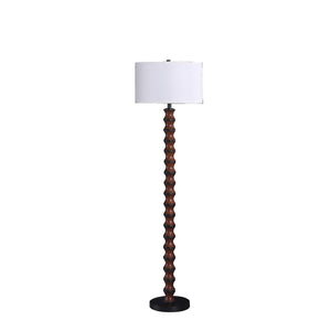 Homeroots 61" Dark Cherry Black Faux Wood Bubble Floor Lamp With White Drum Shade  Resin 475643