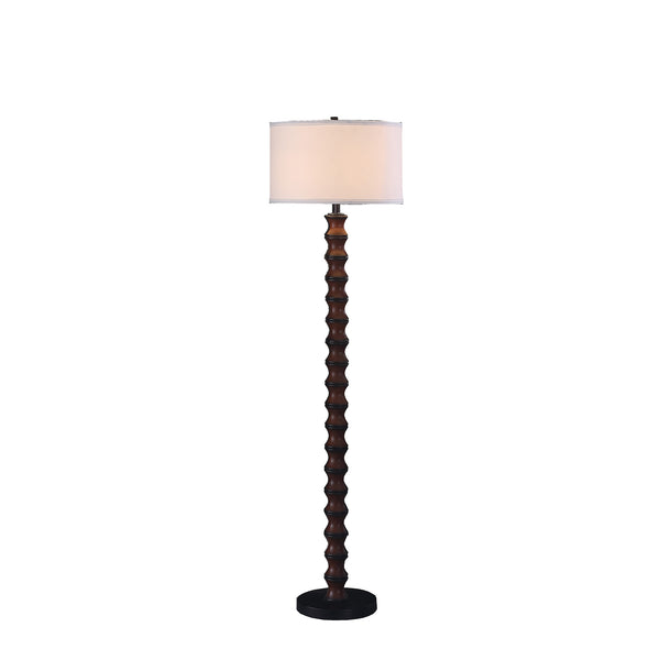 Homeroots 61" Dark Cherry Black Faux Wood Bubble Floor Lamp With White Drum Shade  Resin 475643