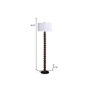 Homeroots 61" Dark Cherry Black Faux Wood Bubble Floor Lamp With White Drum Shade  Resin 475643