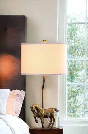 Homeroots 30" Gold Stallion Horse Table Lamp With White Shade   475653
