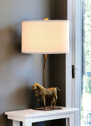 Homeroots 30" Gold Stallion Horse Table Lamp With White Shade   475653