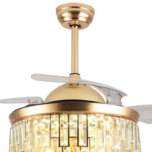 Homeroots Luxurious Gold Crystal Chandelier Ceiling Fan  Metal,Glass 475660