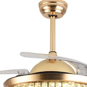 Homeroots Luxurious Gold Crystal Chandelier Ceiling Fan  Metal,Glass 475660