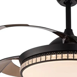 Homeroots Stylish Black Chandelier With Retractable Blades   475662