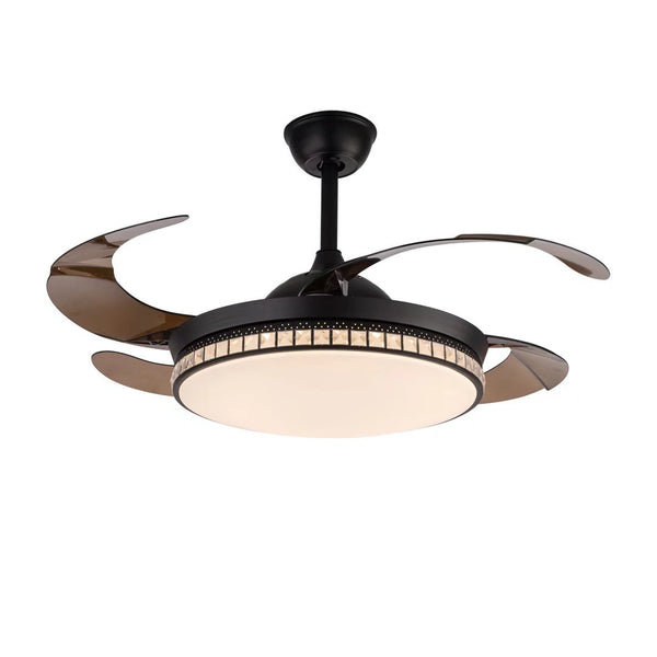 Homeroots Stylish Black Chandelier With Retractable Blades   475662