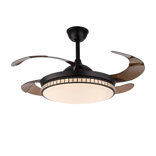 Homeroots Stylish Black Chandelier With Retractable Blades   475662
