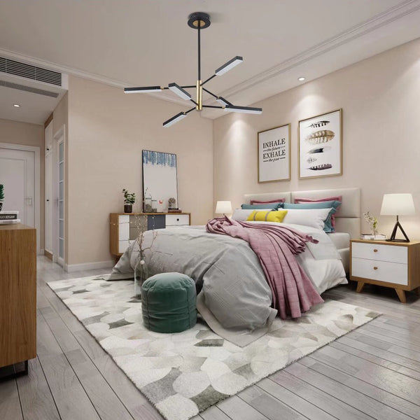 Homeroots Asymmetric Black And Gold Six Light Ceiling Light   475671