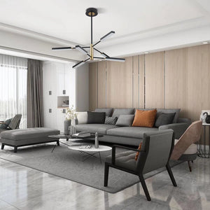 Homeroots Asymmetric Black And Gold Six Light Ceiling Light   475671