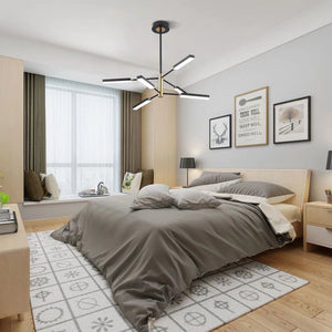 Homeroots Asymmetric Black And Gold Six Light Ceiling Light   475671