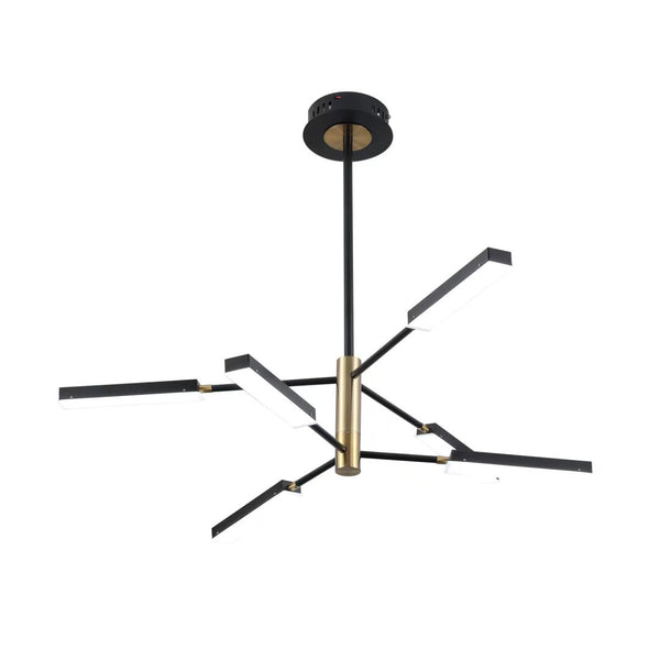 Homeroots Asymmetric Black And Gold Six Light Ceiling Light   475671