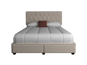 English Elm Queen Upholstered Storage Bed in a Box with Built-In Drawers and Polyester Fabric for Easy Organization Light beige 67.25 L x 26.75 W x 16.75 H B2699P293584