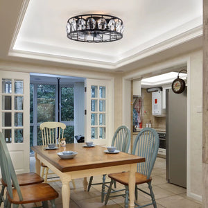 Homeroots Black Metal Industrial Glam Chandelier Ceiling Fan  Metal 475688