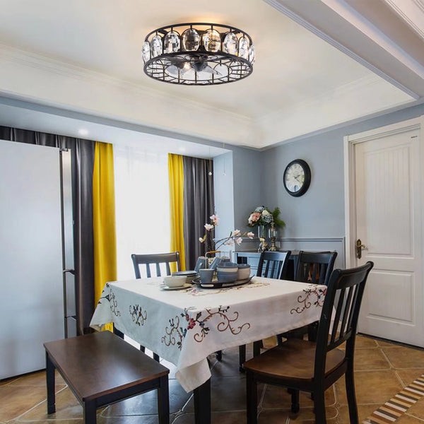 Homeroots Black Metal Industrial Glam Chandelier Ceiling Fan  Metal 475688