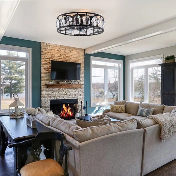 Homeroots Black Metal Industrial Glam Chandelier Ceiling Fan  Metal 475688