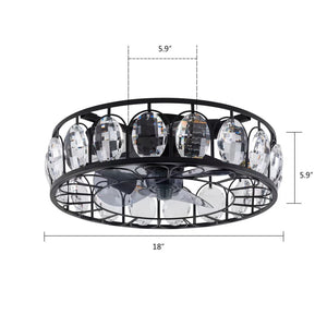 Homeroots Black Metal Industrial Glam Chandelier Ceiling Fan  Metal 475688