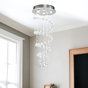 Homeroots Stylish Spiral Faux Crystal Chandelier Light   475689