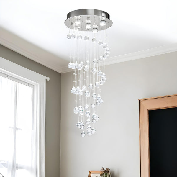 Homeroots Stylish Spiral Faux Crystal Chandelier Light   475689
