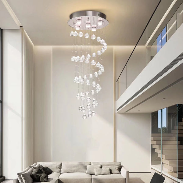 Homeroots Stylish Spiral Faux Crystal Chandelier Light   475689