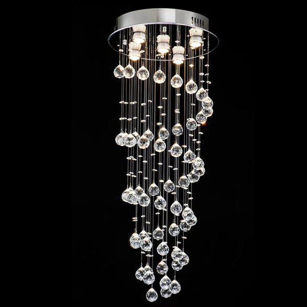Homeroots Stylish Spiral Faux Crystal Chandelier Light   475689