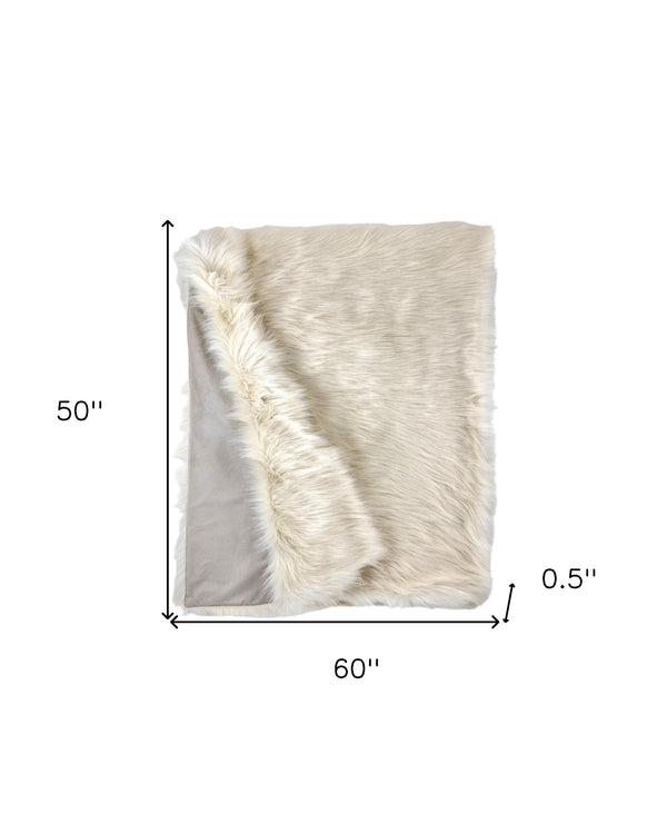 Homeroots 50" X 60" Royal White Long Hair Faux Fur Throw  Faux Fur 475690