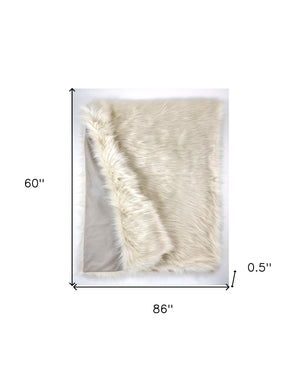 Homeroots 60" X 86" Royal White Long Hair Faux Fur Throw  Faux Fur 475691