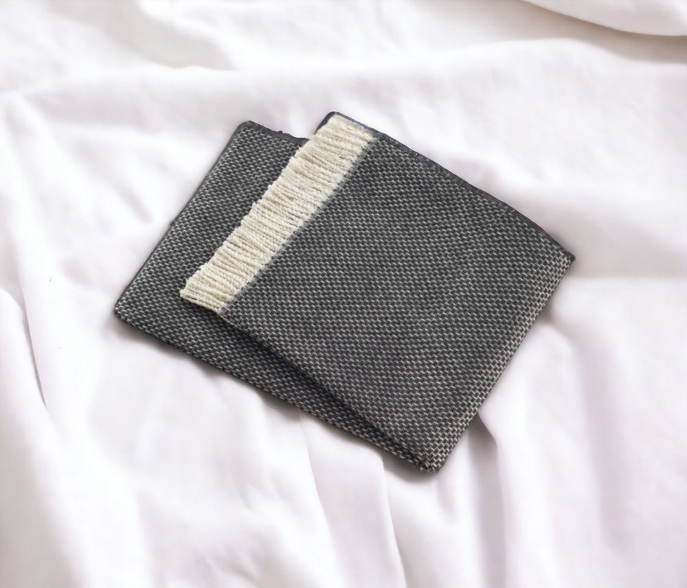 HomeRoots Soft Dark Gray Links Pattern Throw Blanket – Cozy, Reversible, and Stylish Accent for Any Space 475695