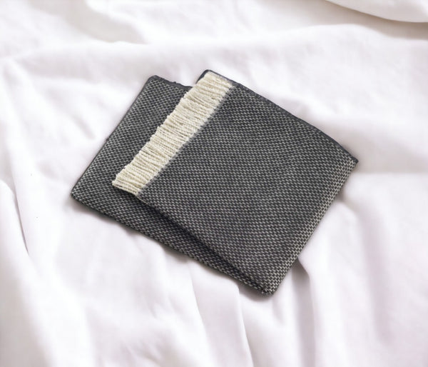 HomeRoots Soft Dark Gray Links Pattern Throw Blanket – Cozy, Reversible, and Stylish Accent for Any Space 475695
