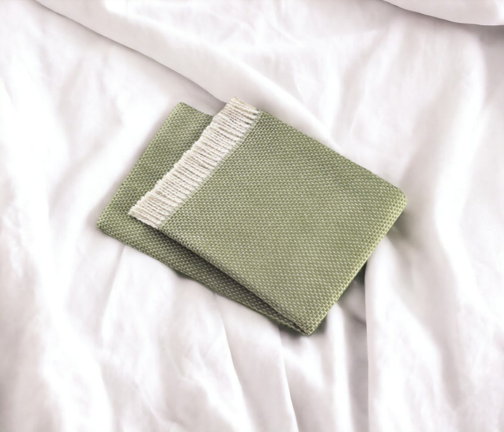 HomeRoots Soft Olive Green Links Pattern Throw Blanket – Luxuriously Cozy, Versatile, and Easy Care Accent Piece 475699