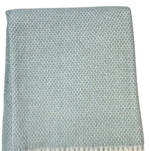 HomeRoots Soft Sky Blue Plush Throw Blanket with Rice-Grain Links Design – Cozy, Lightweight & Stylish Home Decor 475701