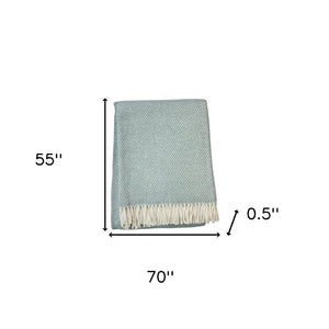 HomeRoots Soft Sky Blue Plush Throw Blanket with Rice-Grain Links Design – Cozy, Lightweight & Stylish Home Decor 475701