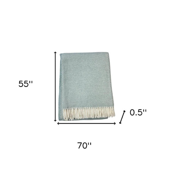 HomeRoots Soft Sky Blue Plush Throw Blanket with Rice-Grain Links Design – Cozy, Lightweight & Stylish Home Decor 475701