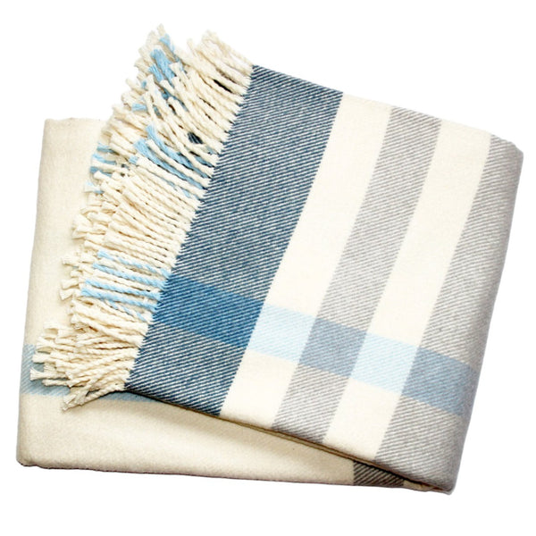 HomeRoots Plush Multi Blue Plaid Throw Blanket with Elegant Tassels | Soft, Cozy, Perfect for Home Decor 475707